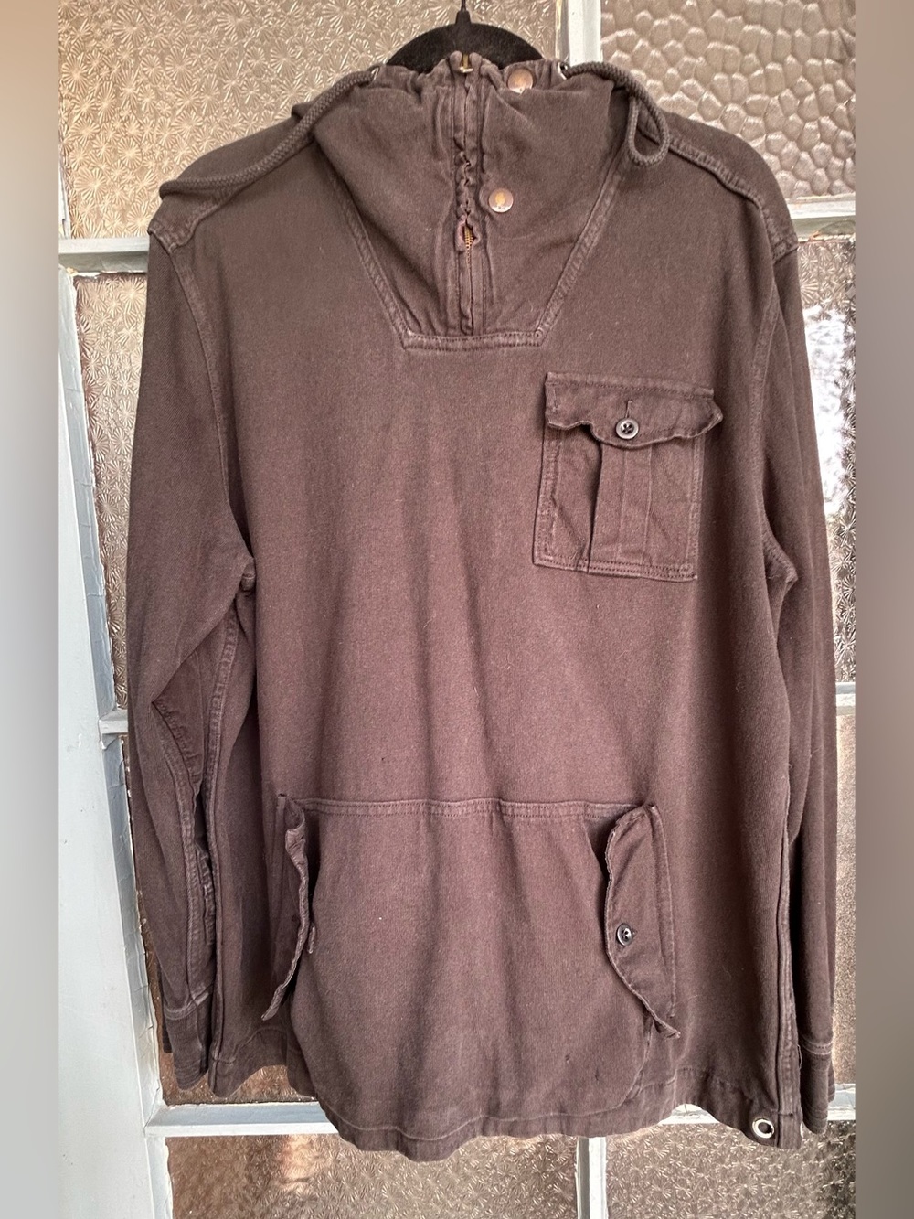 Vintage Polo Ralph Lauren Brown Military Utility Anorak Hoodie Men’s L
